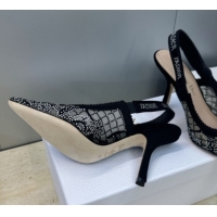 Pretty Style Dior J'Adior Slingbacks Pump 9.5cm in Transparent Mesh Embroidered with Millefiori Motif in Silver-Tone Str