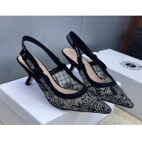 Low Cost Dior J'Adior Slingbacks Pump 6.5cm in Transparent Mesh Embroidered with Millefiori Motif in Silver-Tone Strass 