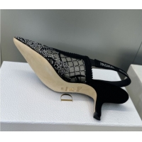 Low Cost Dior J'Adior Slingbacks Pump 6.5cm in Transparent Mesh Embroidered with Millefiori Motif in Silver-Tone Strass 