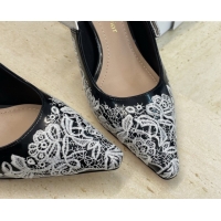 Best Price Dior J'Adior Slingbacks Pump 6.5cm in Black Cotton Embroidered with White Floral Motif 2026 0302052