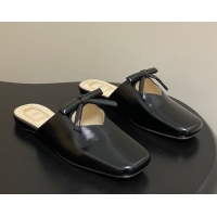 Purchase Dior Bow Flat Mules in Calfskin Leather Black 2026 DR121702