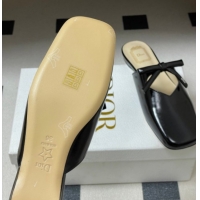 Purchase Dior Bow Flat Mules in Calfskin Leather Black 2026 DR121702