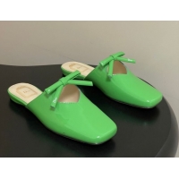 Unique Style Dior Bow Flat Mules in Calfskin Leather Green 2026 DR121702