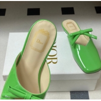 Unique Style Dior Bow Flat Mules in Calfskin Leather Green 2026 DR121702