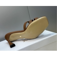 Hot Style Dior Or 30M Heeled Slides Sandal 8cm in Calfskin Leather with CD Pearl Brown 0302072