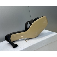 Cheap Price Dior Or 30M Heeled Slides Sandal 8cm in Calfskin Leather with CD Pearl Black 0302076