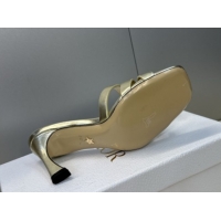 Durable Dior Or 30M Heeled Slides Sandal 8cm in Calfskin Leather with CD Pearl Gold 2026 0302077