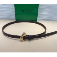 Buy Fashionable Bottega Veneta Women's Soft Calfskin Belt 1.5cm with Triangle Buckle 0315 Dark Brown 2025