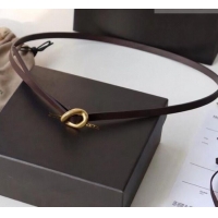 Good Product Bottega Veneta Calfskin Leather Belt 1cm with Knot Buckle 0725 Fondant Brown 2025