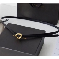 Well Crafted Bottega Veneta Calfskin Leather Belt 1cm with Knot Buckle 0725 Black 2025