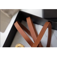 Luxury Cheap Bottega Veneta Calfskin Leather Belt 1cm with Knot Buckle 0725 Tan Brown 2025