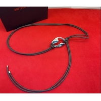 Good Taste Bottega Veneta Intrecciato Leather Cord Belt 1cm 0912 Brown/Silver 2025