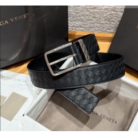 Luxury Discount Bottega Veneta Intreccio Loop Belt BV111403 Black/Silver 2025