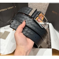 Luxury Discount Bottega Veneta Intreccio Loop Belt BV111403 Black/Silver 2025