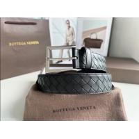 Discount Design Bottega Veneta Intreccio Loop Belt 3.5cm BV111701 Black/Silver 2025