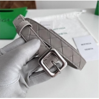 Top Design Bottega Veneta Women's Contour Belt 2cm BV111704 Grey/Silver 2025