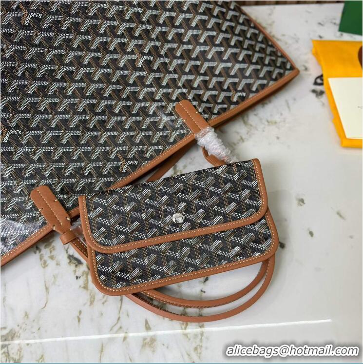 Discount Goyard Anjou St Louis Pertuis Tote Bag GM 2159 Black And Tan