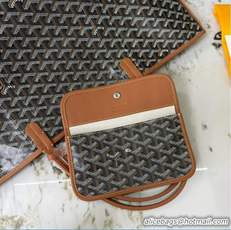 Discount Goyard Anjou St Louis Pertuis Tote Bag GM 2159 Black And Tan