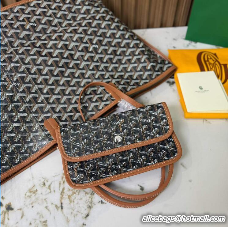 Inexpensive Goyard Anjou St Louis Pertuis Tote Bag PM 2159 Black And Tan