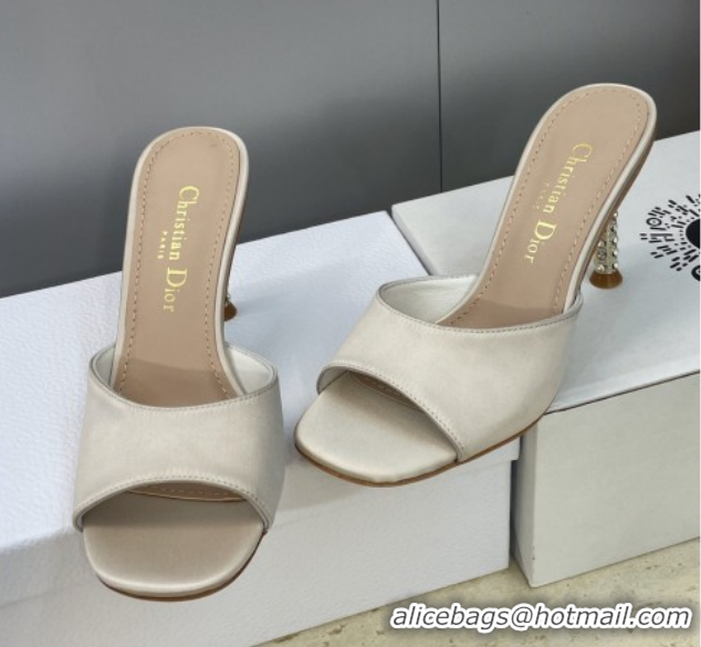 Good Looking Dior Icon Heeled Slides Sandal 8cm in Satin Beige 2026 DR030204