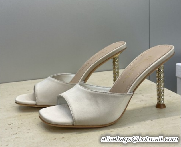 Good Looking Dior Icon Heeled Slides Sandal 8cm in Satin Beige 2026 DR030204
