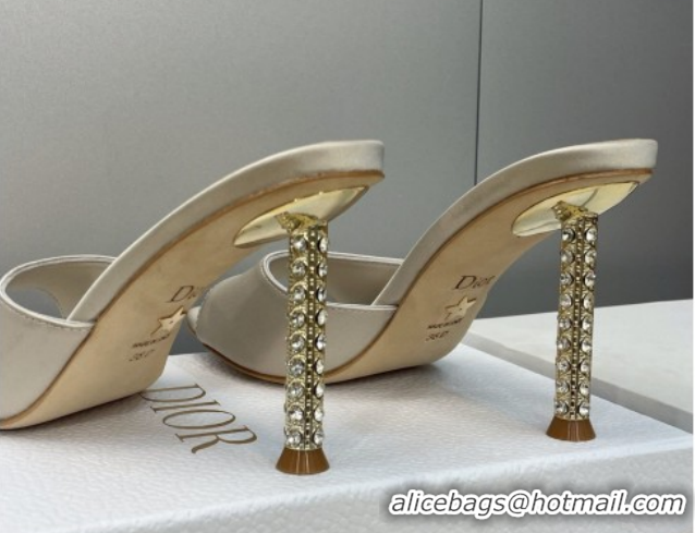 Good Looking Dior Icon Heeled Slides Sandal 8cm in Satin Beige 2026 DR030204