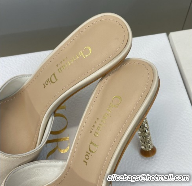 Good Looking Dior Icon Heeled Slides Sandal 8cm in Satin Beige 2026 DR030204