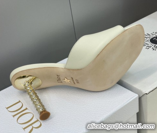 Luxurious Dior Icon Heeled Slides Sandal 8cm in Calfskin Leather White 2026 DR030204