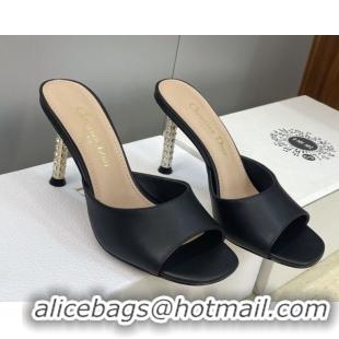 Best Price Dior Icon Heeled Slides Sandal 8cm in Calfskin Leather Black 2026 DR030204