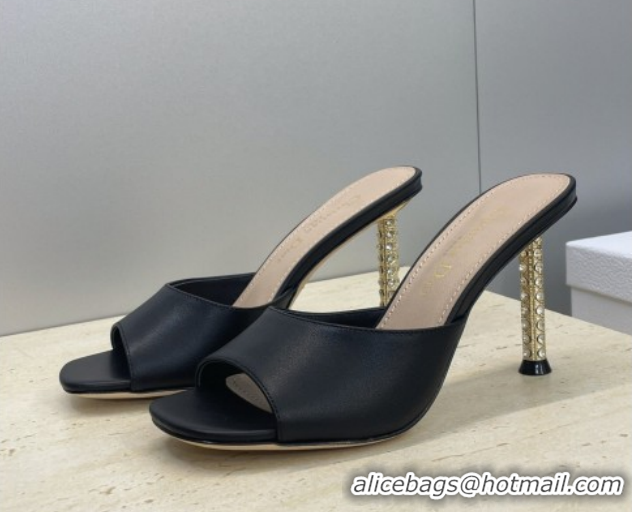 Best Price Dior Icon Heeled Slides Sandal 8cm in Calfskin Leather Black 2026 DR030204
