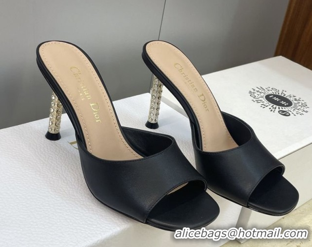 Best Price Dior Icon Heeled Slides Sandal 8cm in Calfskin Leather Black 2026 DR030204