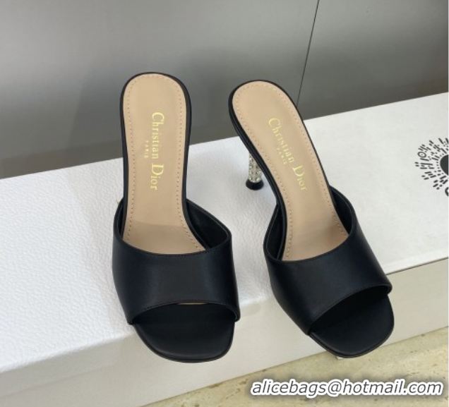 Best Price Dior Icon Heeled Slides Sandal 8cm in Calfskin Leather Black 2026 DR030204