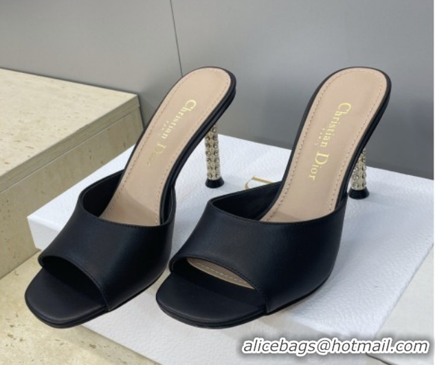 Best Price Dior Icon Heeled Slides Sandal 8cm in Calfskin Leather Black 2026 DR030204