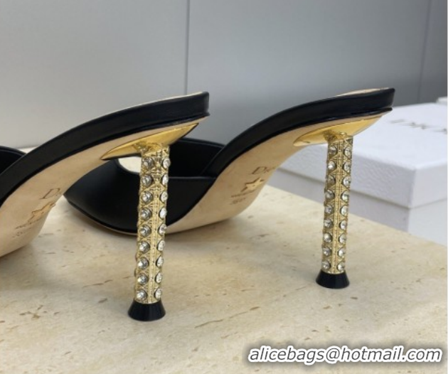 Best Price Dior Icon Heeled Slides Sandal 8cm in Calfskin Leather Black 2026 DR030204