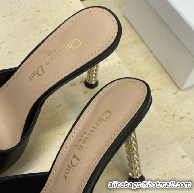 Best Price Dior Icon Heeled Slides Sandal 8cm in Calfskin Leather Black 2026 DR030204