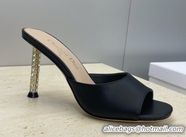 Best Price Dior Icon Heeled Slides Sandal 8cm in Calfskin Leather Black 2026 DR030204