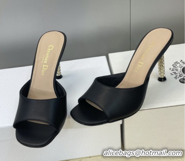 Best Price Dior Icon Heeled Slides Sandal 8cm in Calfskin Leather Black 2026 DR030204
