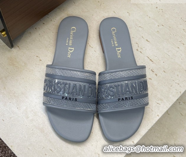 Top Grade Dior Dway Flat Slides Sandal in Transparent and TPU Grey 2026 0302090