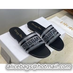 Durable Dior Dway Flat Slides Sandal in Transparent and TPU Black 2026 0302091