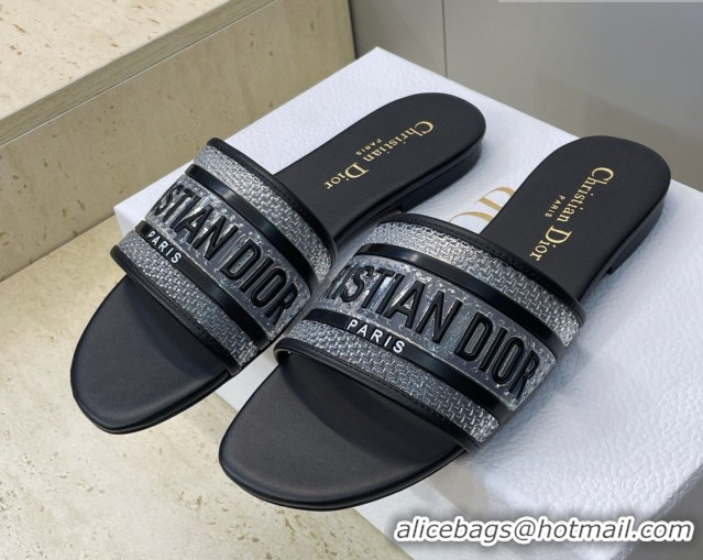 Durable Dior Dway Flat Slides Sandal in Transparent and TPU Black 2026 0302091