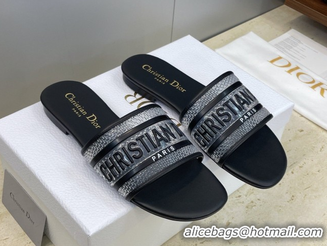 Durable Dior Dway Flat Slides Sandal in Transparent and TPU Black 2026 0302091