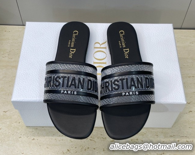 Durable Dior Dway Flat Slides Sandal in Transparent and TPU Black 2026 0302091
