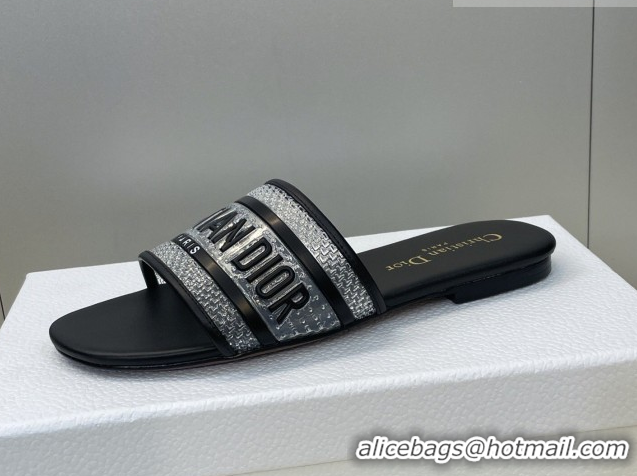 Durable Dior Dway Flat Slides Sandal in Transparent and TPU Black 2026 0302091