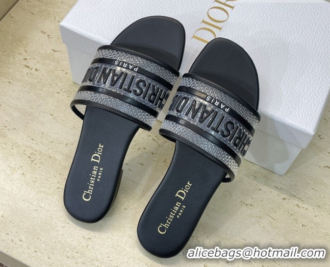 Durable Dior Dway Flat Slides Sandal in Transparent and TPU Black 2026 0302091