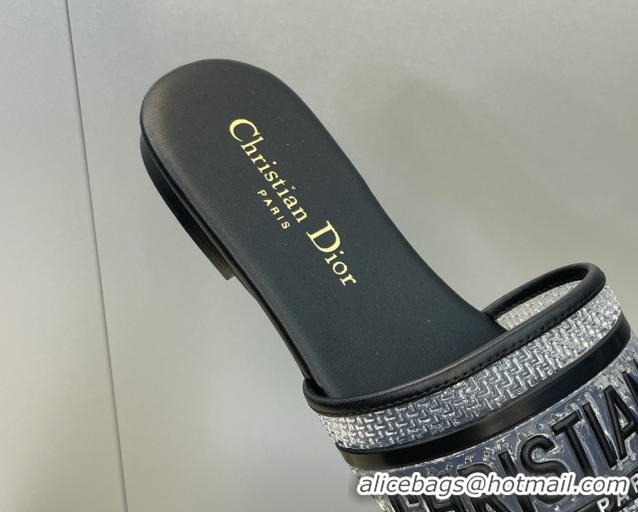 Durable Dior Dway Flat Slides Sandal in Transparent and TPU Black 2026 0302091