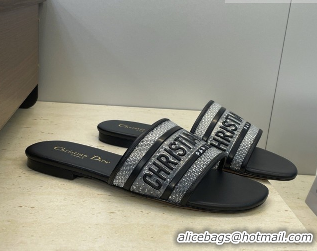 Durable Dior Dway Flat Slides Sandal in Transparent and TPU Black 2026 0302091