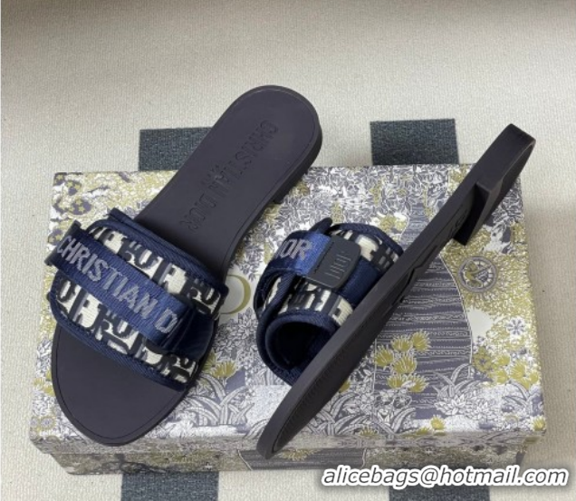 Charming Dior Dio(r)evolution Flat Slides Sandal in Technical Fabric with Strap Oblique/Blue 2026 0302094