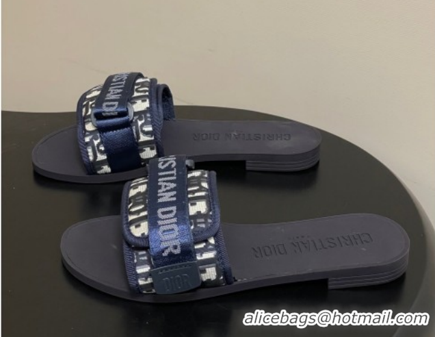 Charming Dior Dio(r)evolution Flat Slides Sandal in Technical Fabric with Strap Oblique/Blue 2026 0302094