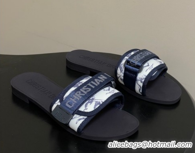 Buy Luxury Dior Dio(r)evolution Flat Slides Sandal in Technical Fabric with Strap Print/Blue 2026 0302096