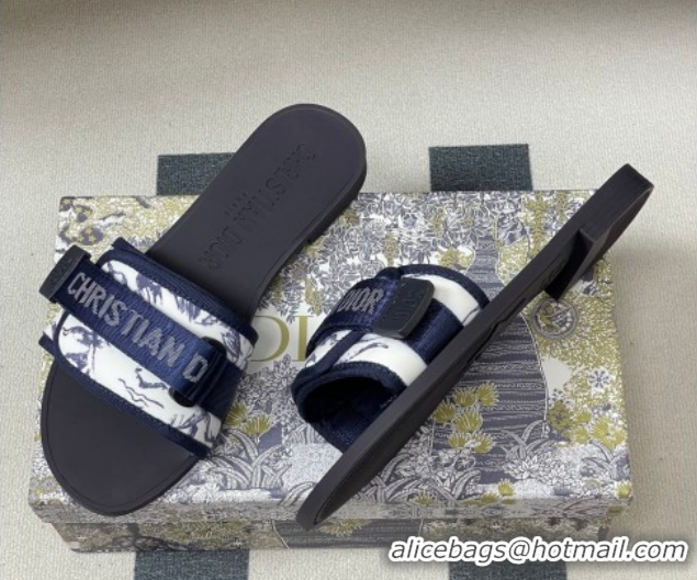 Buy Luxury Dior Dio(r)evolution Flat Slides Sandal in Technical Fabric with Strap Print/Blue 2026 0302096